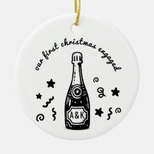 Custom Monogram First Christmas Engaged Ornament