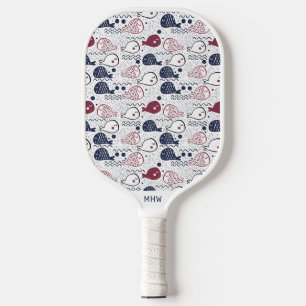 Custom Monogram Fish Pattern Pickleball Paddle