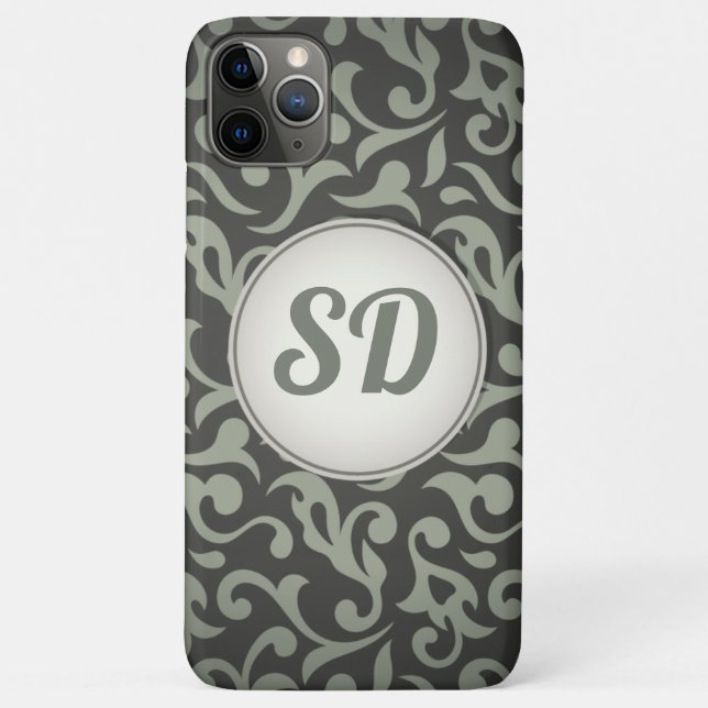 Custom Monogram Floral Camo Damask with Initial Case-Mate iPhone Case (Back)