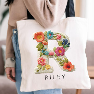 Custom Monogram Floral Faux Mum Aunt Mother’s Day  Tote Bag