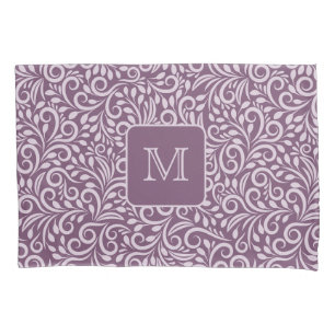 Custom Monogram Floral Leaf Pattern Pillowcase