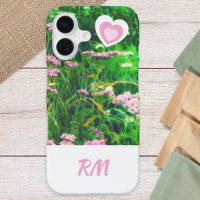 Custom Monogram Floral Meadow Pink White