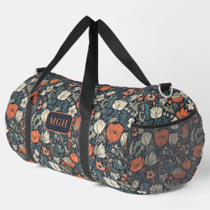 Custom Monogram Floral Pattern Duffle Bag