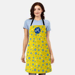 Custom Monogram Floral Print Apron