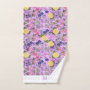 Custom monogram floral trendy cute bath towel