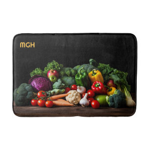 Custom Monogram Fresh Vegetables Bath Mat