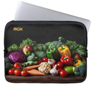 Custom Monogram Fresh Vegetables Laptop Sleeve