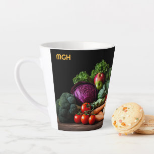 Custom Monogram Fresh Vegetables Latte Mug