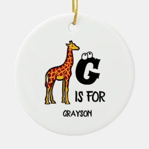 Custom monogram G is for Giraffe cute giraffes Ceramic Tree Decoration