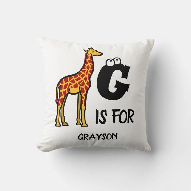 Custom monogram G is for Giraffe cute giraffes Cushion (Front)