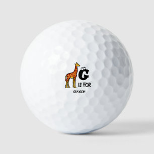 Custom monogram G is for Giraffe cute giraffes Golf Balls