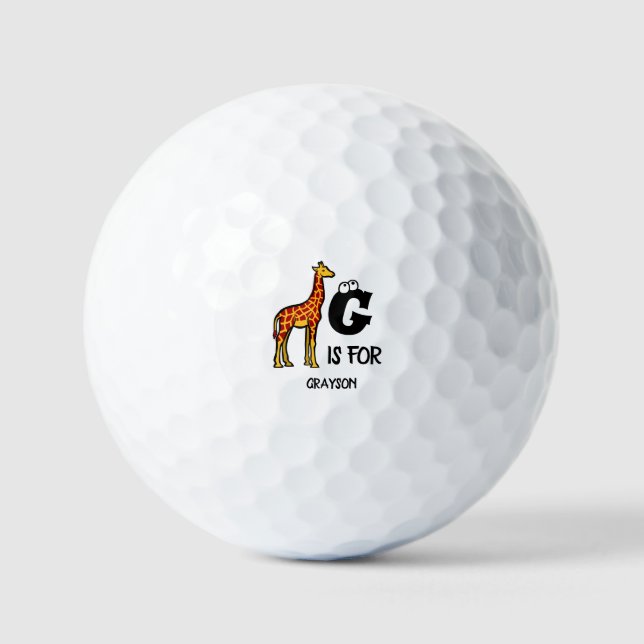 Custom monogram G is for Giraffe cute giraffes Golf Balls (Front)