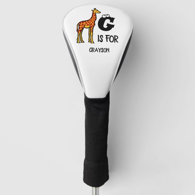Custom monogram G is for Giraffe cute giraffes Golf Head Cover (Front)