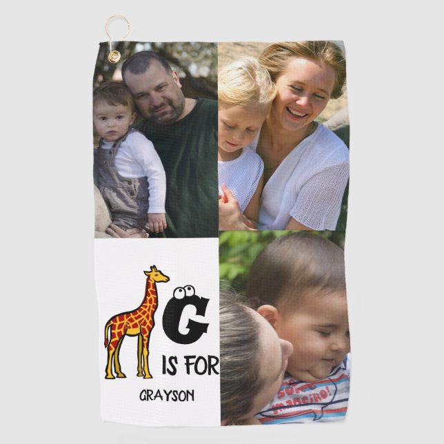 Custom monogram G is for Giraffe cute giraffes Golf Towel (Front)
