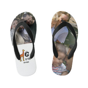 Custom monogram G is for Giraffe cute giraffes Kid's Jandals