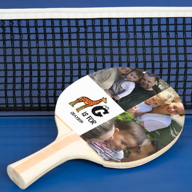 Custom monogram G is for Giraffe cute giraffes Ping Pong Paddle (Insitu)