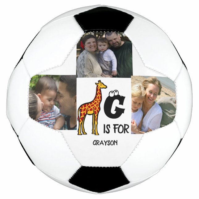 Custom monogram G is for Giraffe cute giraffes Soccer Ball (Front)