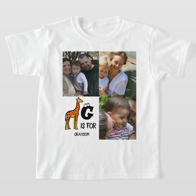 Custom monogram G is for Giraffe cute giraffes T-Shirt (Laydown)