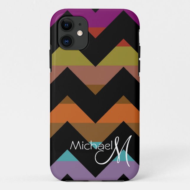 Custom Monogram Geometric Chevron Zigzag 4 Case-Mate iPhone Case (Back)