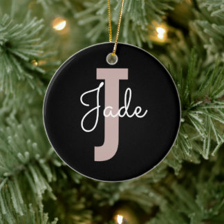 Custom Monogram Gift for Names Starting with J  Ceramic Tree Decoration