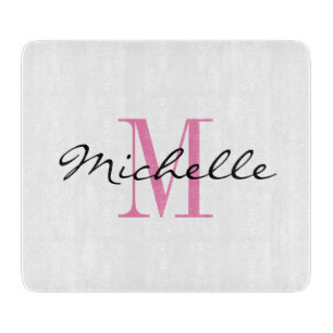Custom monogram glass cutting board gift for women