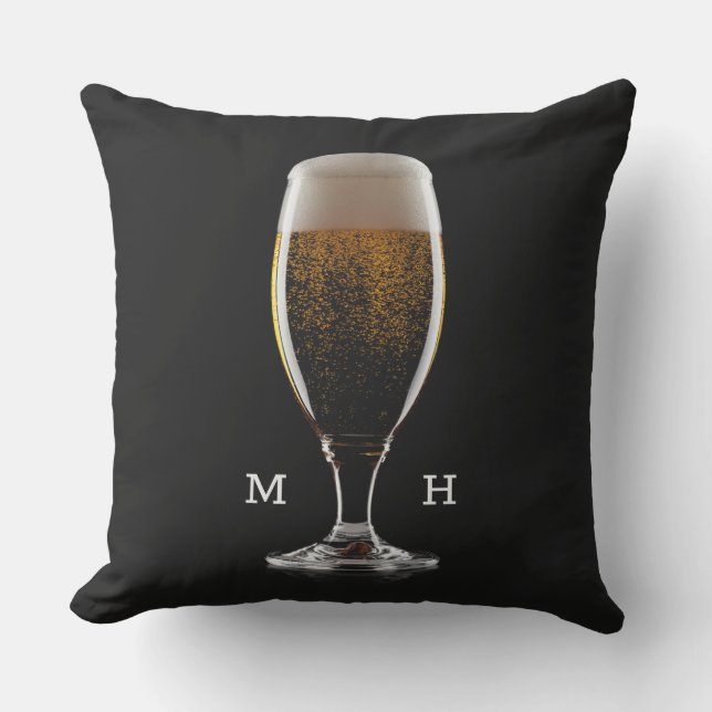 Custom Monogram Glass of Beer Cushion (Front)