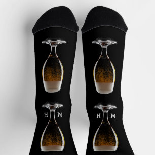 Custom Monogram Glass of Beer Socks