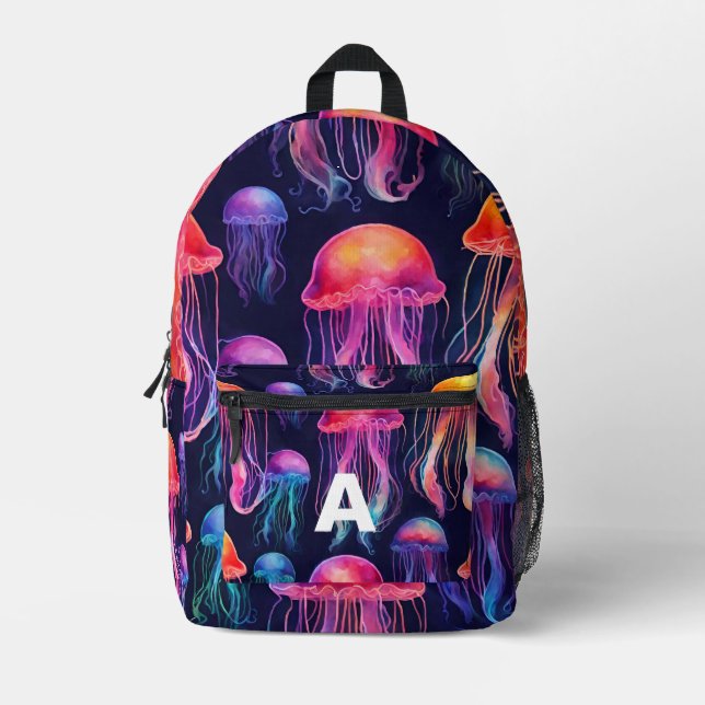 Custom Monogram Glowing Jellyfish Backpack (Front)