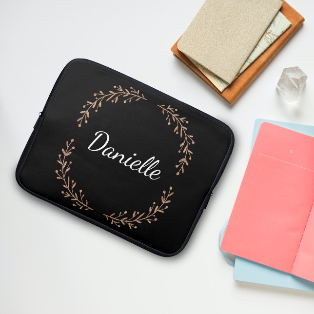 Custom Monogram Gold Branch Laptop Sleeve (Creator Uploaded)