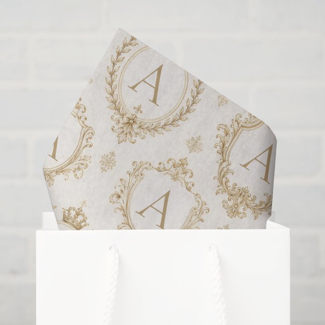 Custom Monogram Gold Royal Baroque Luxury Tissue Paper (Gift Bag)