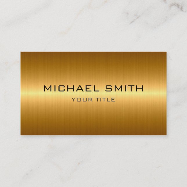 Custom Monogram Gold Stainless Steel Metal Business Card (Front)