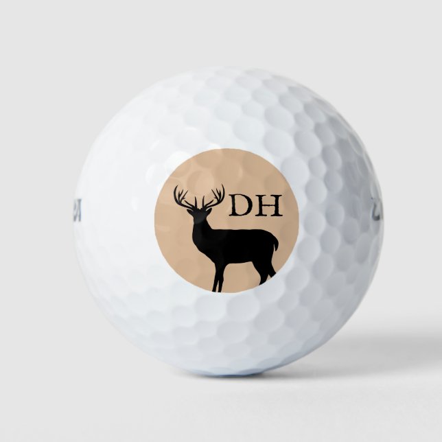 Custom monogram golf balls with deer antlers (Front)