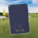 Custom Monogram Golf Clubs Navy Blue And Gold Golf Towel<br><div class="desc">Personalise the monogram in classic typography to create a unique golf gift and keepsake for any golfer. Designed by Thisisnotme©</div>