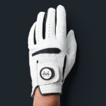 Custom monogram golf gloves for men and women<br><div class="desc">Custom monogram white golf gloves for men and women.
Personalised accessories with ball marker.
Trendy monogrammed golfer gift idea for him or her.
Elegant script typography template for name and initial letter.
Classy golfing presents for men and women.
Cute Birthday or Fathers Day gift ideas.</div>