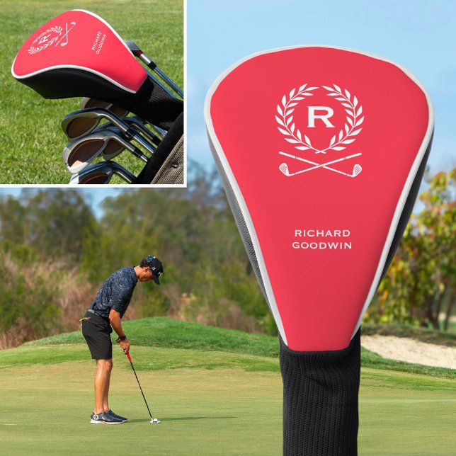 Custom Monogram Golf Head Cover Personalised Red (Creator Uploaded)