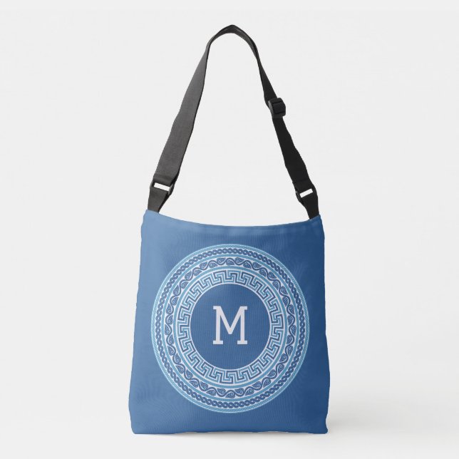 Custom Monogram Greek Pattern Crossbody Bag (Front)