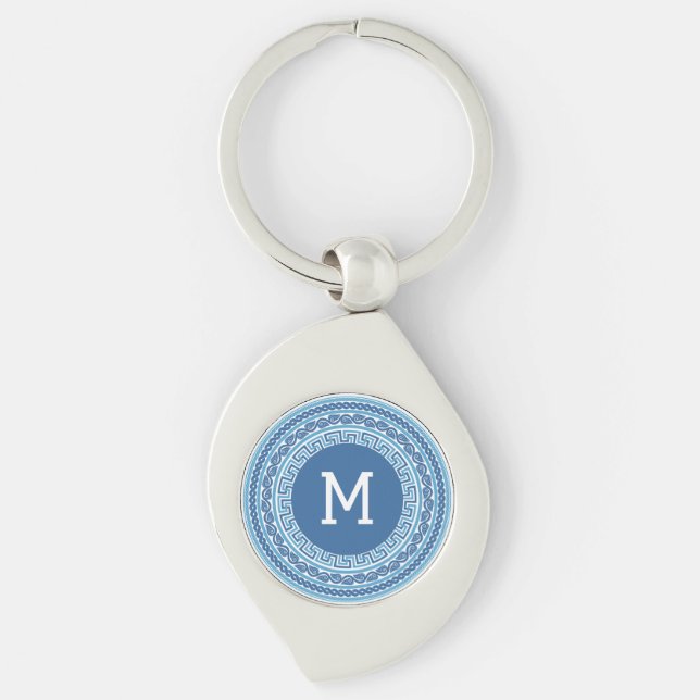 Custom Monogram Greek Pattern Key Ring (Front)