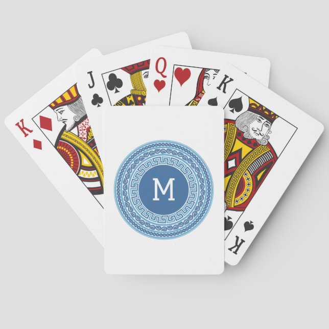 Custom Monogram Greek Pattern Playing Cards (Back)