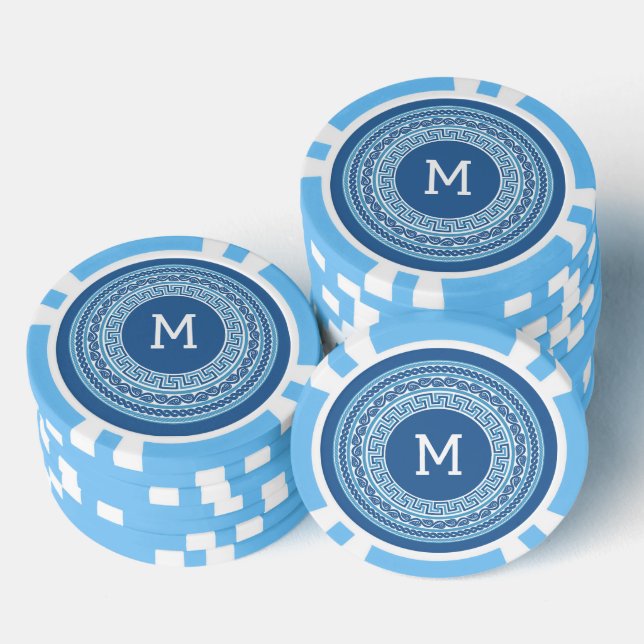 Custom Monogram Greek Pattern Poker Chips (Stack)