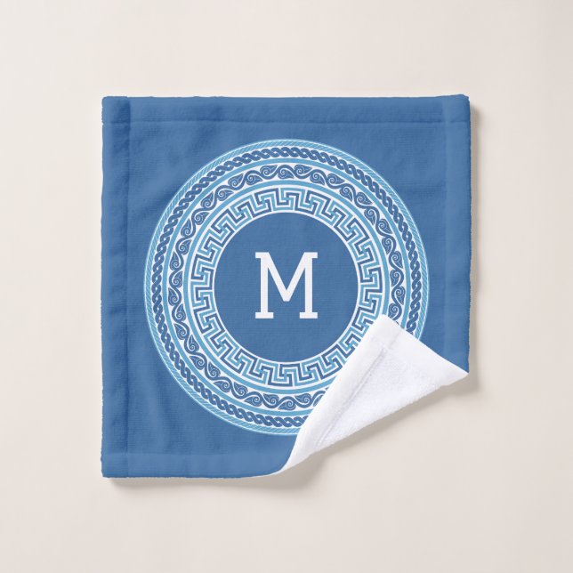 Custom Monogram Greek Pattern Wash Cloth (Wash Cloth)