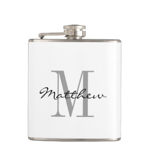 Custom monogram groomsman bridal party drink flask