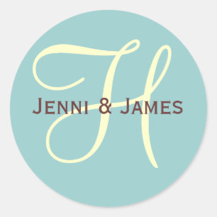 Custom Monogram H Wedding Favour & Envelope Sticke Classic Round Sticker