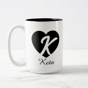 Custom Monogram Heart Initial Name Coffee Mug