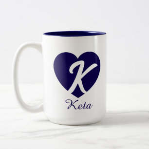 Custom Monogram Heart Initial Name Coffee Mug