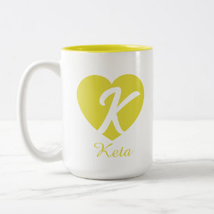 Custom Monogram Heart Initial Name Coffee Mug