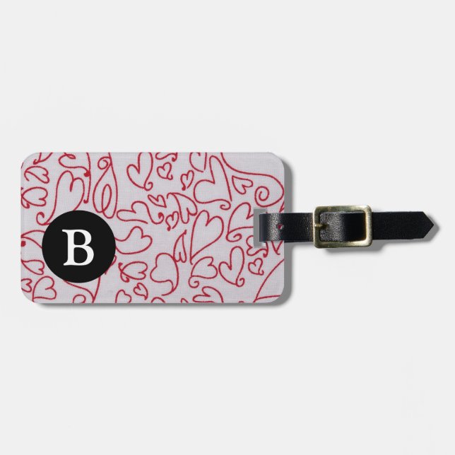 Custom Monogram Heart Luggage Tag (Front Horizontal)