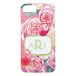 Custom Monogram Hipster Birds Paisley Floral Print Case-Mate iPhone Case