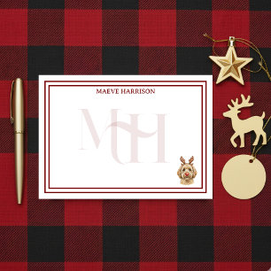 Custom Monogram Holiday Golden Doodle Reindeer Post-it Notes
