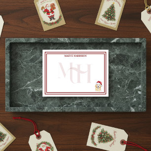 Custom Monogram Holiday Golden Retriever Santa Hat Post-it Notes