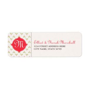 Custom Monogram Holly Address Labels